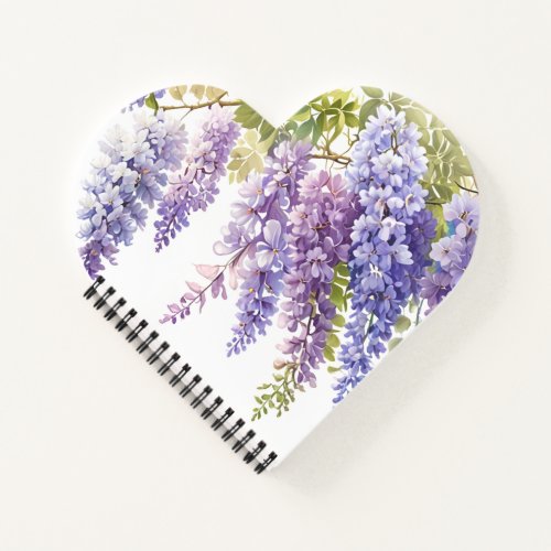 Elegant purple watercolor wisteria purple floral  notebook