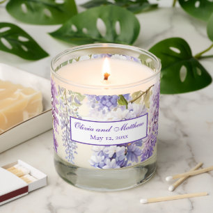 Elegant purple watercolor wisteria purple floral scented candle