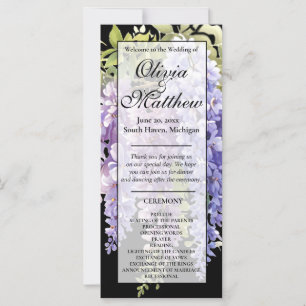 Elegant purple watercolor wisteria wedding program
