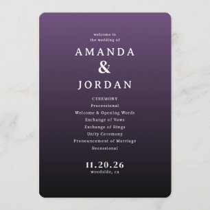 Elegant Purple Wedding Ceremony Program
