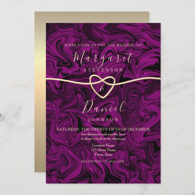 Elegant Purple Wedding Invitation (Front/Back)