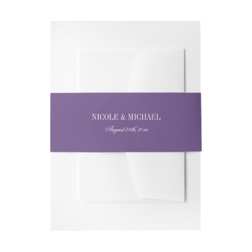 Elegant Purple Wedding Invitation Belly Band