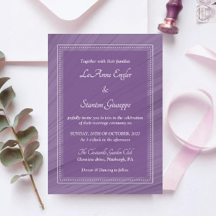Elegant Purple Wedding Invitation Dotted Frame