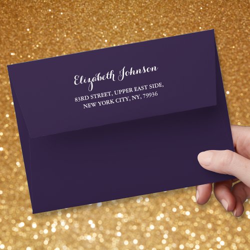 Elegant Purple Wedding Invitation Pre Addressed Envelope