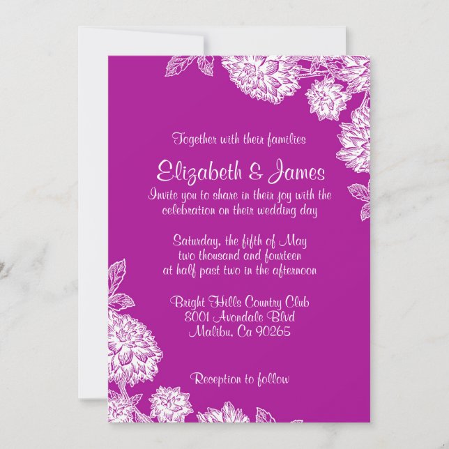 Elegant Purple Wedding Invitations (Front)