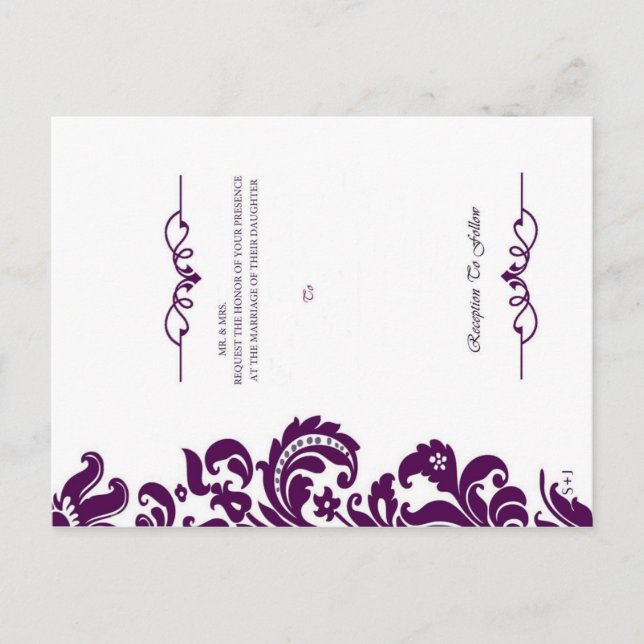 Elegant Purple Wedding Invite And RSVP (Front)
