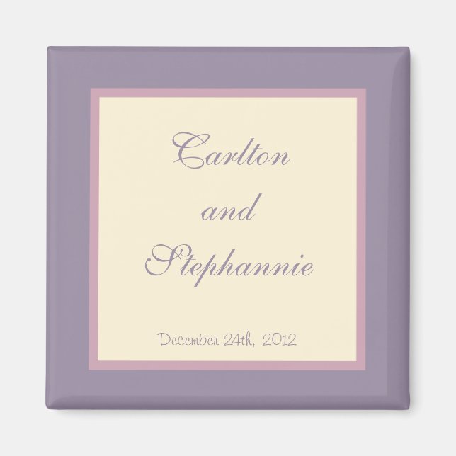 Elegant Purple Wedding Magnet Favor (Front)