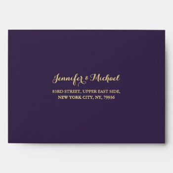 Elegant Purple Wedding Party Return Address Rsvp Envelope by iCoolCreate at Zazzle