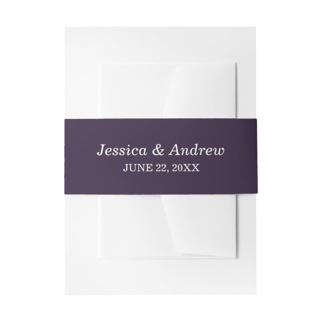 Elegant Purple Wedding Personalized Invitation Belly Band (Front Example)