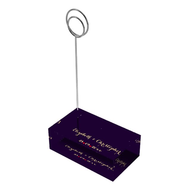 Elegant Purple Wedding Reception Table Menu Number Place Card Holder (Corner)