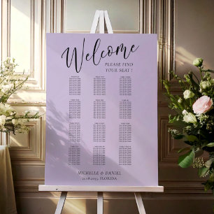 Elegant Purple Wedding Seating Chart Foam Board