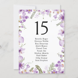 Elegant Purple Wedding Table Seating Chart Cards