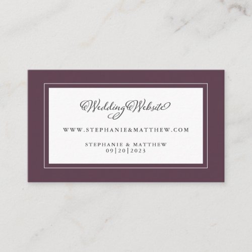 Elegant Purple Wedding Website Modern Chic Details Enclosure Card