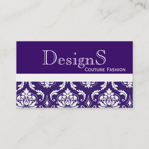 Elegant Purple White Damask Fashion Business Card