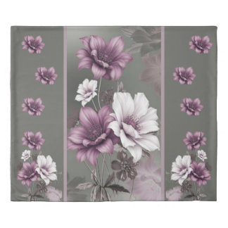 Elegant Purple & White Floral Duvet Cover