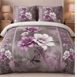 Elegant Purple & White Floral Duvet Cover