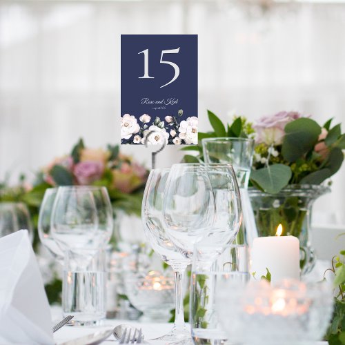 Elegant Purple White Floral Wedding Table Number