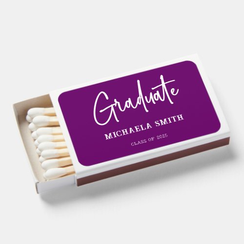Elegant Purple White Graduate Party Matchboxes