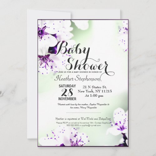 Elegant Purple  White Lilies on Soft Green Invitation