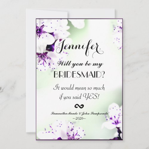 Elegant Purple  White Lilies on Soft Green Invitation
