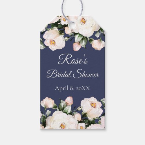 Elegant Purple White Roses Bridal Shower Gift Tags