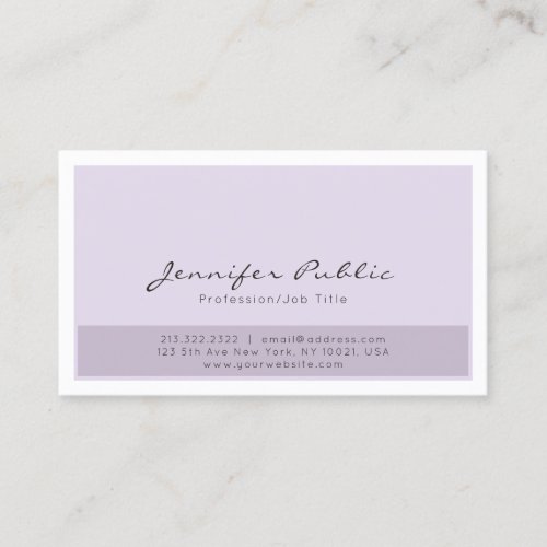 Elegant Purple White Simple Professional Modern Business Card