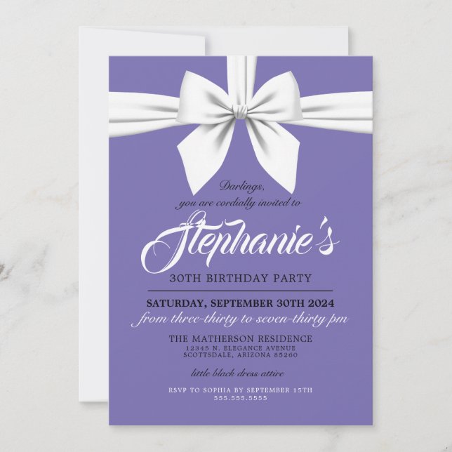 Elegant Purple White Tiffany Birthday Invitation (Front)