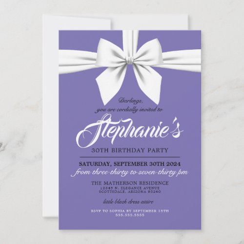 Elegant Purple White Tiffany Birthday Invitation