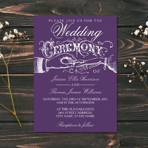 Elegant Purple & White Wedding Ceremony Invitation