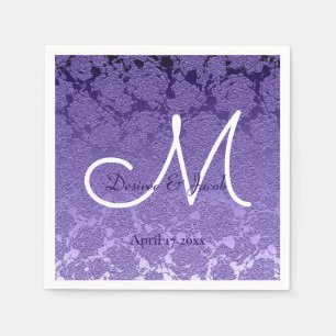 Elegant Purple White Wedding Monogram Napkins