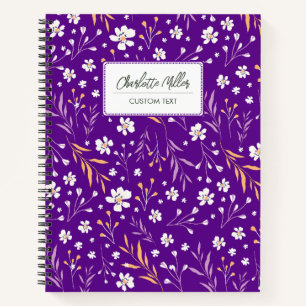 Elegant Purple Wild Flowers Personalized Name Notebook