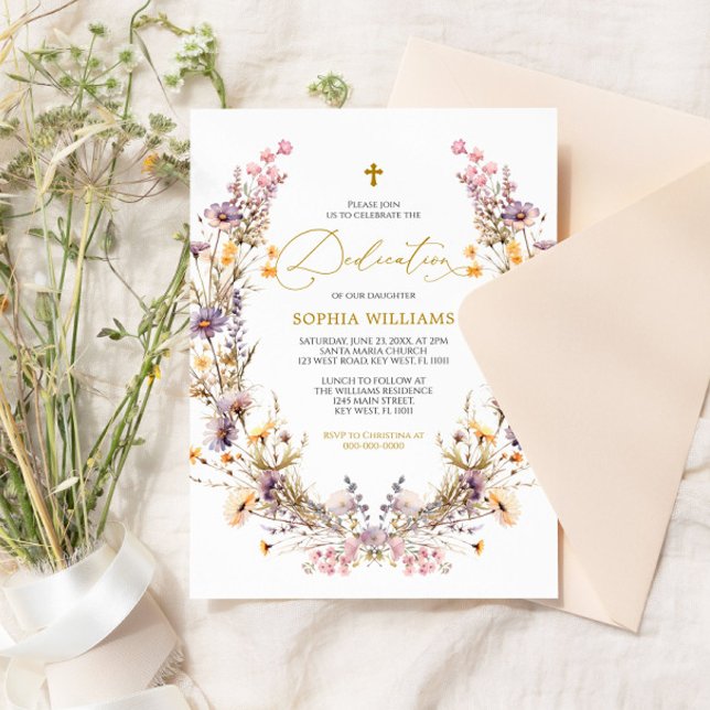 Elegant Purple Wildflower Dedication Invitation (Creator Uploaded)