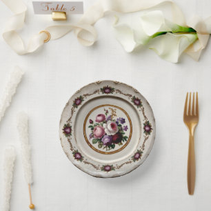 Elegant purple wildflower Floral Ceramic Wedding Paper Bowls