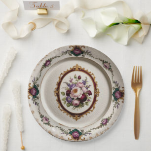 Elegant purple wildflower Floral Ceramic Wedding Paper Plates