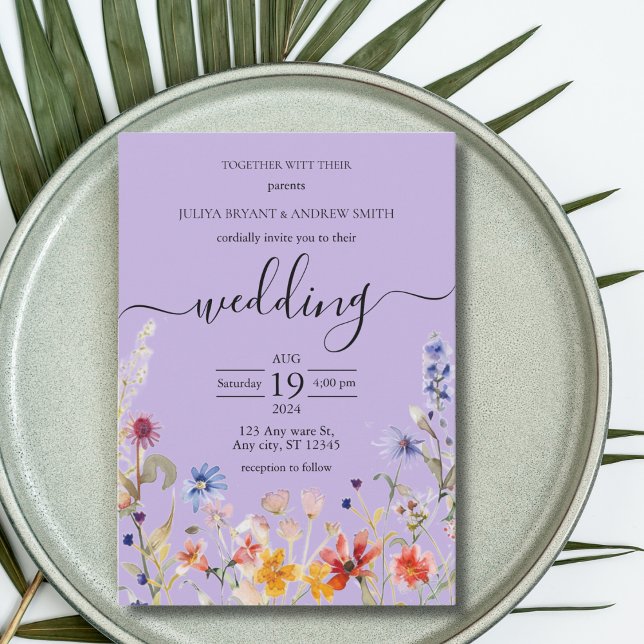 Elegant Purple wildflower wedding Invitation (Creator Uploaded)