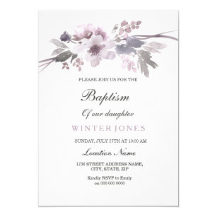 purple baptism christening invitations zazzle
