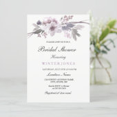 Elegant Purple Winter Floral Bridal Shower Invite (Standing Front)