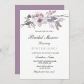 Elegant Purple Winter Floral Bridal Shower Invite (Front/Back)