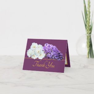 Elegant Purple Wisteria and White Roses Thank You Card