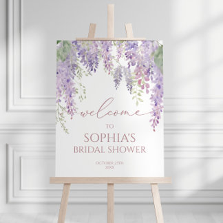 Elegant Purple Wisteria Bridal Shower Welcome Sign