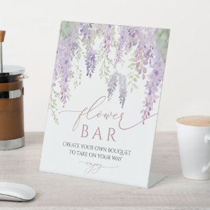 Elegant Purple Wisteria Flower Bar Sign