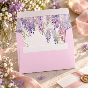 Elegant Purple Wisteria Flowers Envelope