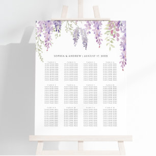 Elegant Purple Wisteria Flowers Seating Charts Foam Board