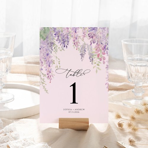 Elegant Purple Wisteria Flowers Table Numbers 1