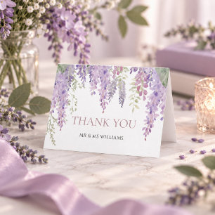 Elegant Purple Wisteria Flowers Thank You Card