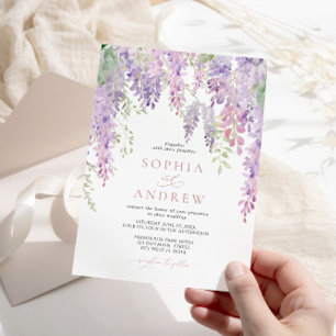 Elegant Purple Wisteria Flowers Wedding Invitation
