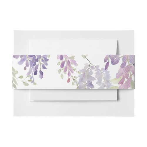 Elegant Purple Wisteria Flowers  Wedding Invitation Belly Band