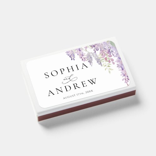 Elegant Purple Wisteria Flowers  Wedding Matchboxes