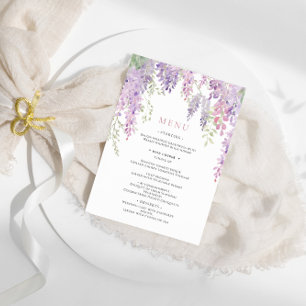 Elegant Purple Wisteria Flowers Wedding Menu