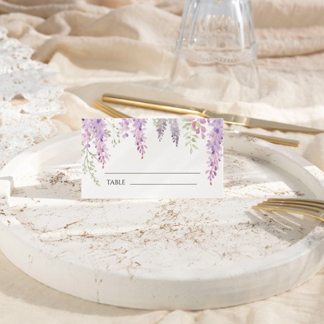 Elegant Purple Wisteria Flowers  Wedding  Place Card (Creator Uploaded)
